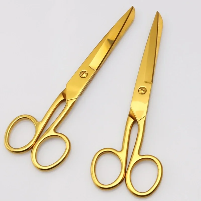 Office Home Decor Golden Scissors Pen Holder Cutter Tailor Fabric Paper Cutting Tools Craft Shears Gold Scissors P15F