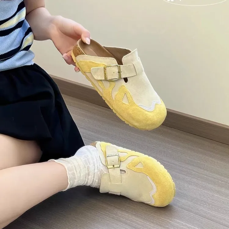 

Женские туфли-мулы, тапочки на плоской подошве, весна-осень 2023, трендовые модные тапочки соответствующего цвета для отдыха, спортивные тапочки Baotou, Zapatos Mujer