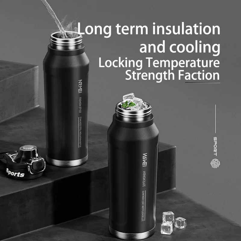 

Stainless Steel Insulated Bottle with Handle, Outdoor Portable Metal Vacuum Flasks, Leak-proof Thermos Bottle for Sport