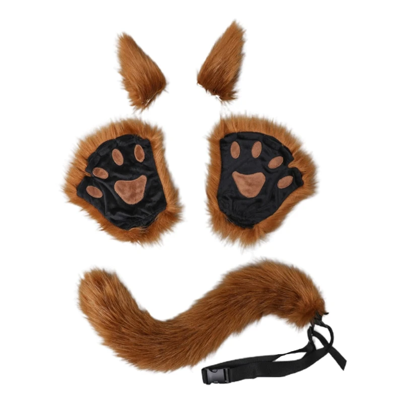 5 Pcs Wolf Tail Gloves Clip Ears Fancy Party Costume Accessory for Kid Adult DropShipping