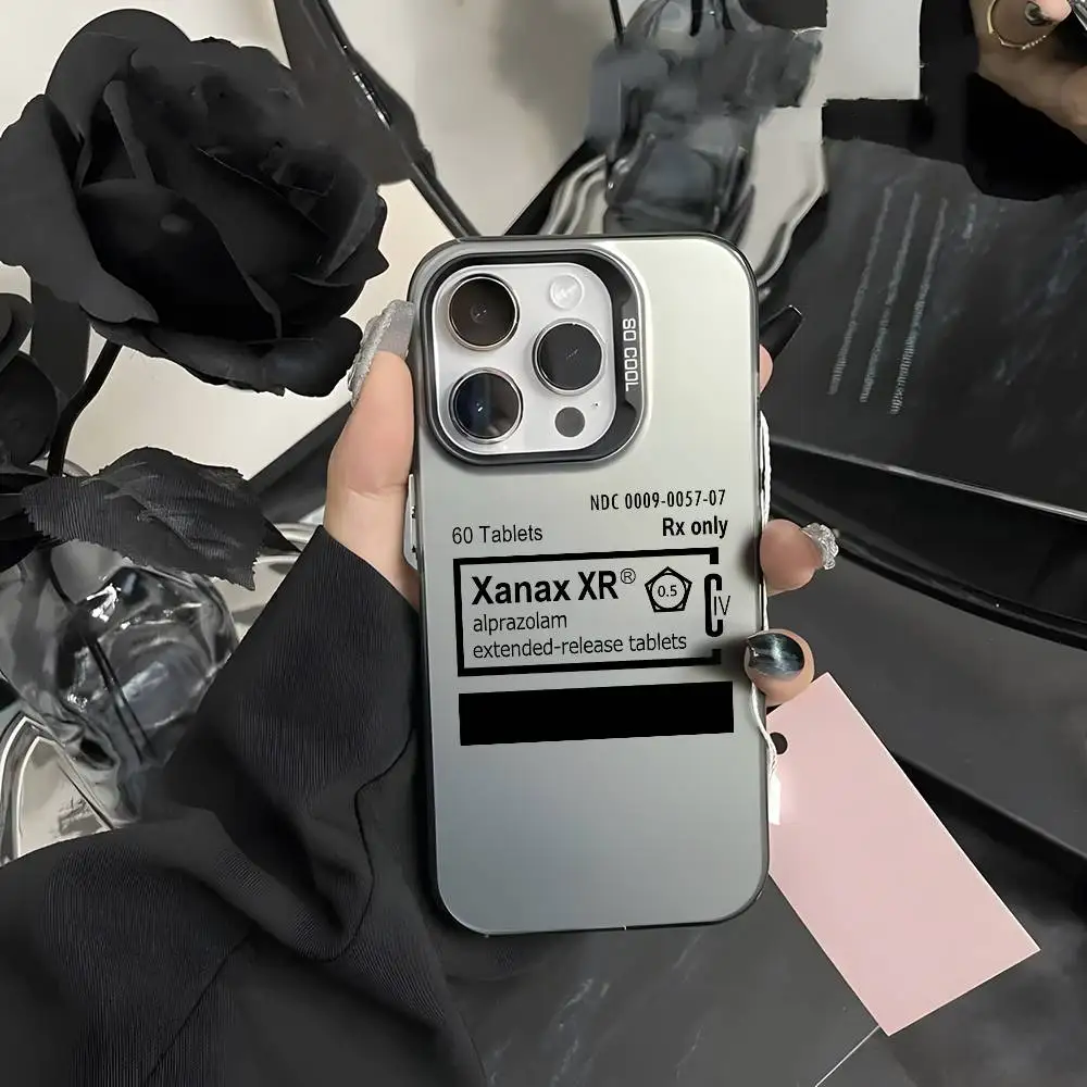 

X-XANAXS cChill Pill Cool Phone Case For iPhone 16 15 14 13 12 11 Pro Max Grey Black Matte Laser Metallic Aurora Funda