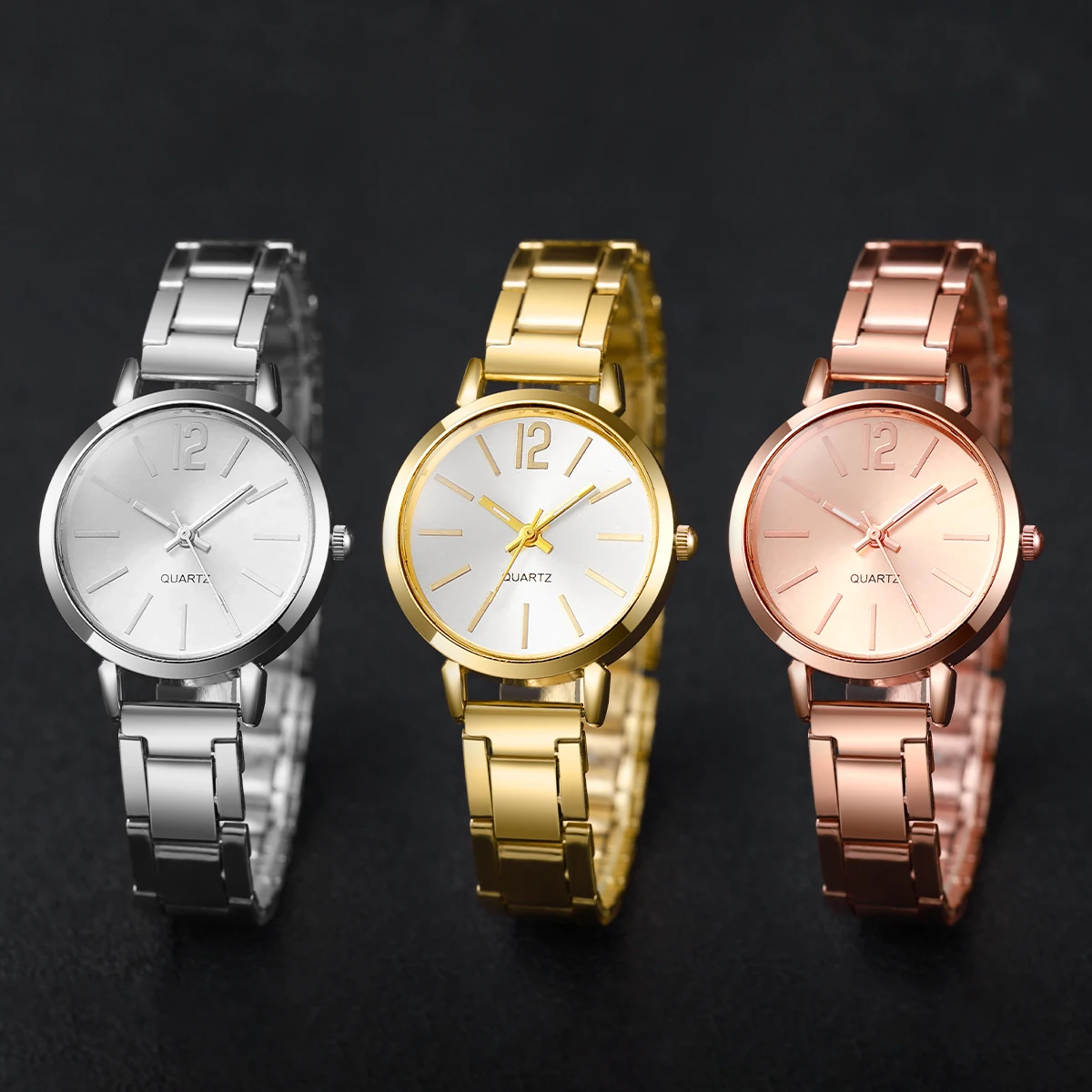 3pcs/set Women's Fashion Watch Set With Casual Style Small Dial Quartz Watch With Bracelet Set (Box Not Included) Gift For Girls