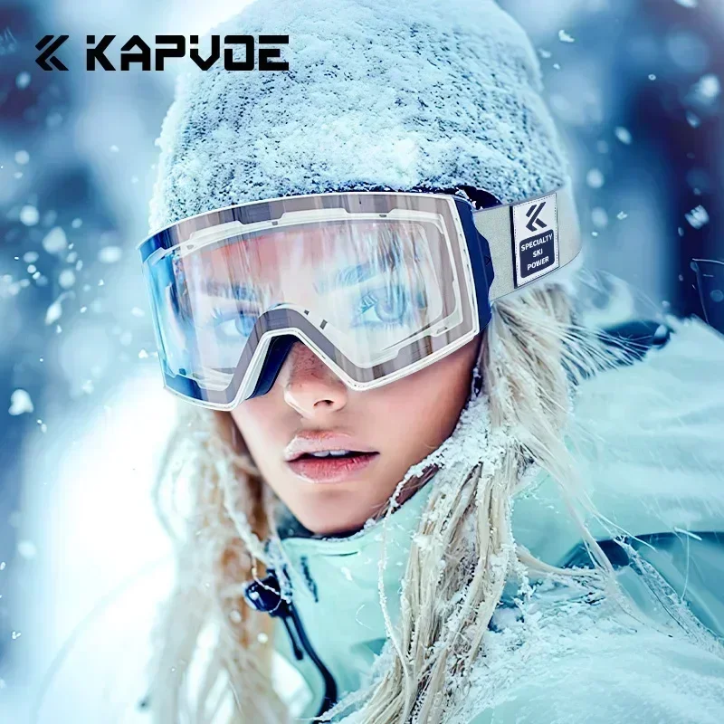 KAPVOE K721 Photochromic Ski Goggles Snow Outdoor Sports Glasses UV400 Anti-fog Magnetic Snowboard Ski Goggles Accessories