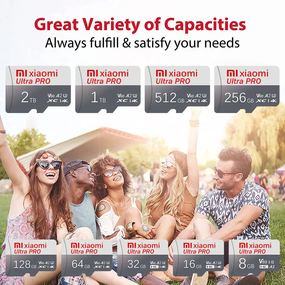 بطاقة ذاكرة Xiaomi TF جديدة 2 تيرا بايت 1 تيرا بايت 512 جيجا بايت عالية السرعة بطاقة مايكرو SD 256 جيجا بايت 128 جيجا بايت A2 V60 SD TF بطاقات فلاش للكمبيوتر الهاتف لينوفو