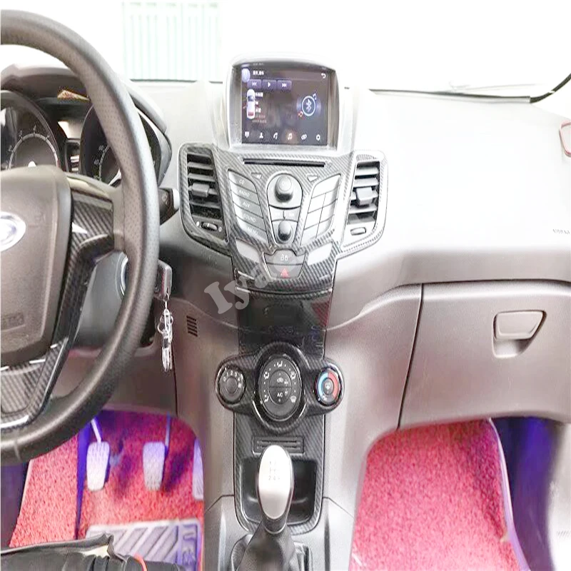 LHD RHD For Ford Fiesta 2009 2010 2011 2012 2013 ABS Carbon Fiber Center Console Window Rise Switch Gear Door Handle Cover