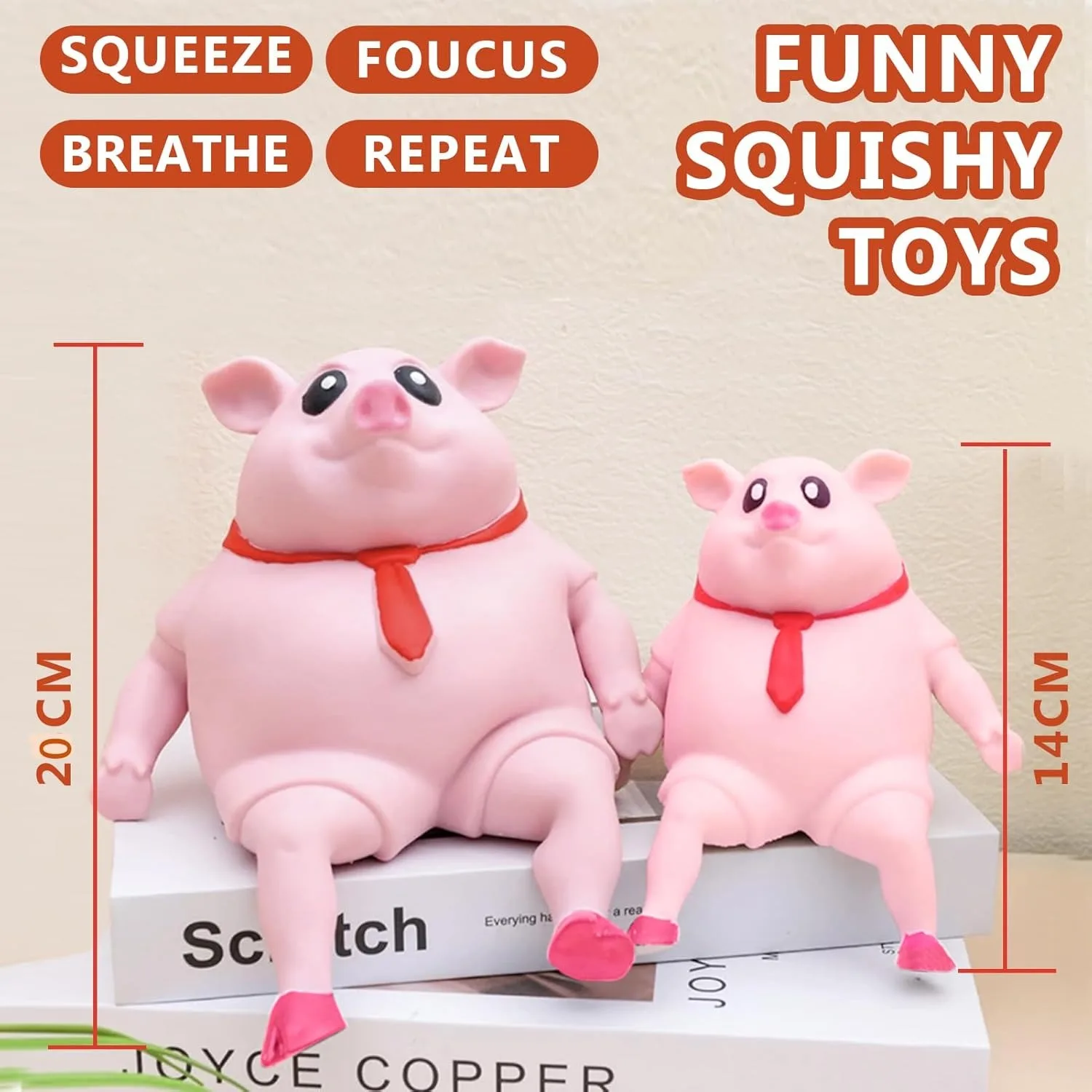 귀여운 말랑말랑한 돼지 스트레스 해소용 돼지 스퀴즈 장난감, 불안 완화, 재미있는 스트레치 동물 스플랫 장난감, 자폐증 및 ADHD 감압 장난감