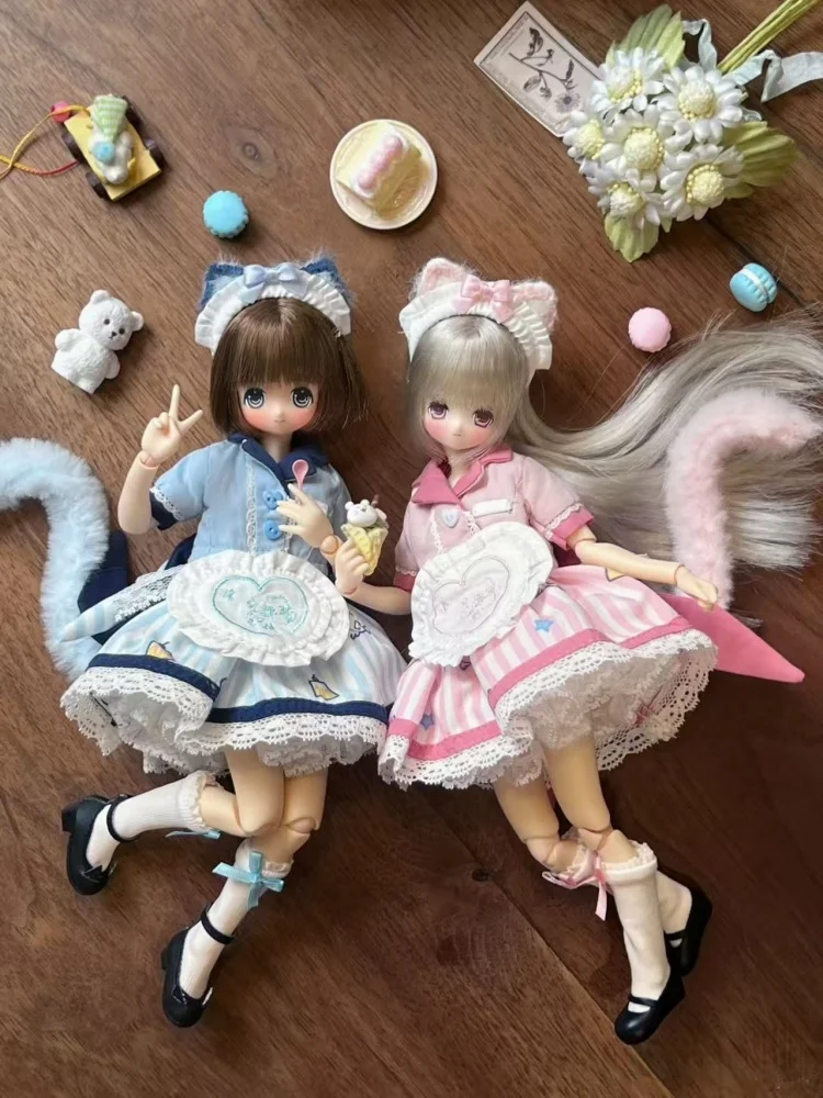 BJD Puppe Kleidung Für 1/4 Puppe 1/6 Süße Rot Blau Rock Set Azon Puppe Dress Up Geschenk Diy Kleidung (Nur Kleidung Keine Puppe)