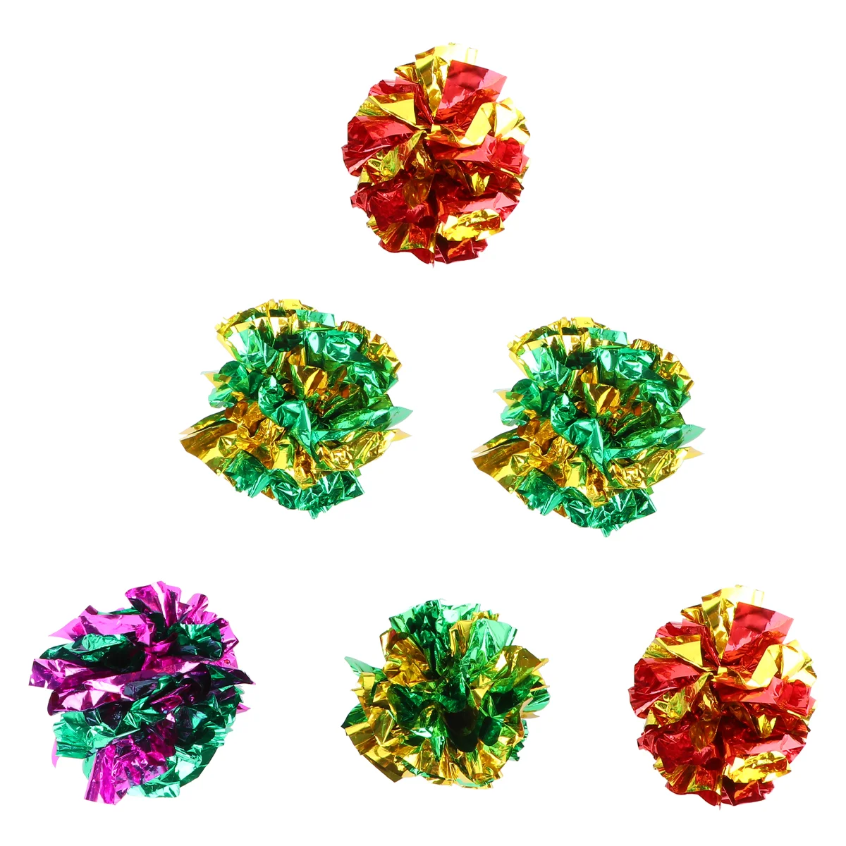 

6 Pcs Mylar Crinkle Balls Interactive Cat Toys Fetching Fun Calming Entertainment Bright Metallic Colors Easy for Cats to Bat