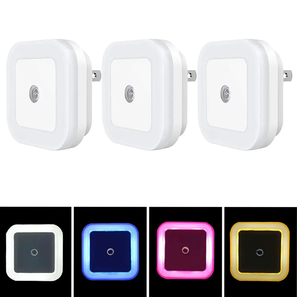 

Mini LED Night Light EU/US Plug in Dusk to Dawn Sensor Wall Nights Lamp Square for Bedroom Hallway Stairs Corridor 110V 220V