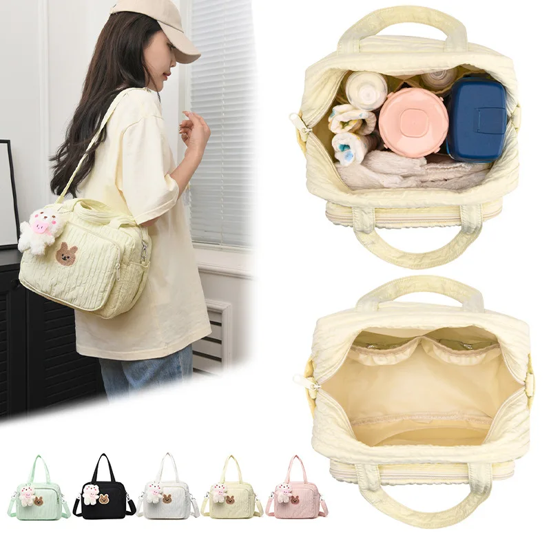 Cute Rabbit Embroidery Mommy Bag Fashion Diaper Bags for Baby Zipper Multifunctional Women Handbag Portable Stroller Nappy Bag