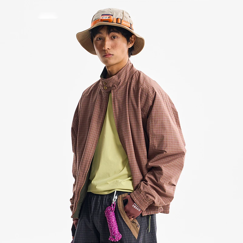 Reversible Waterproof Windproof Jacket for Men Women Outdoor Loose Sport Stand Collar Jacket Unisex Casual Coat