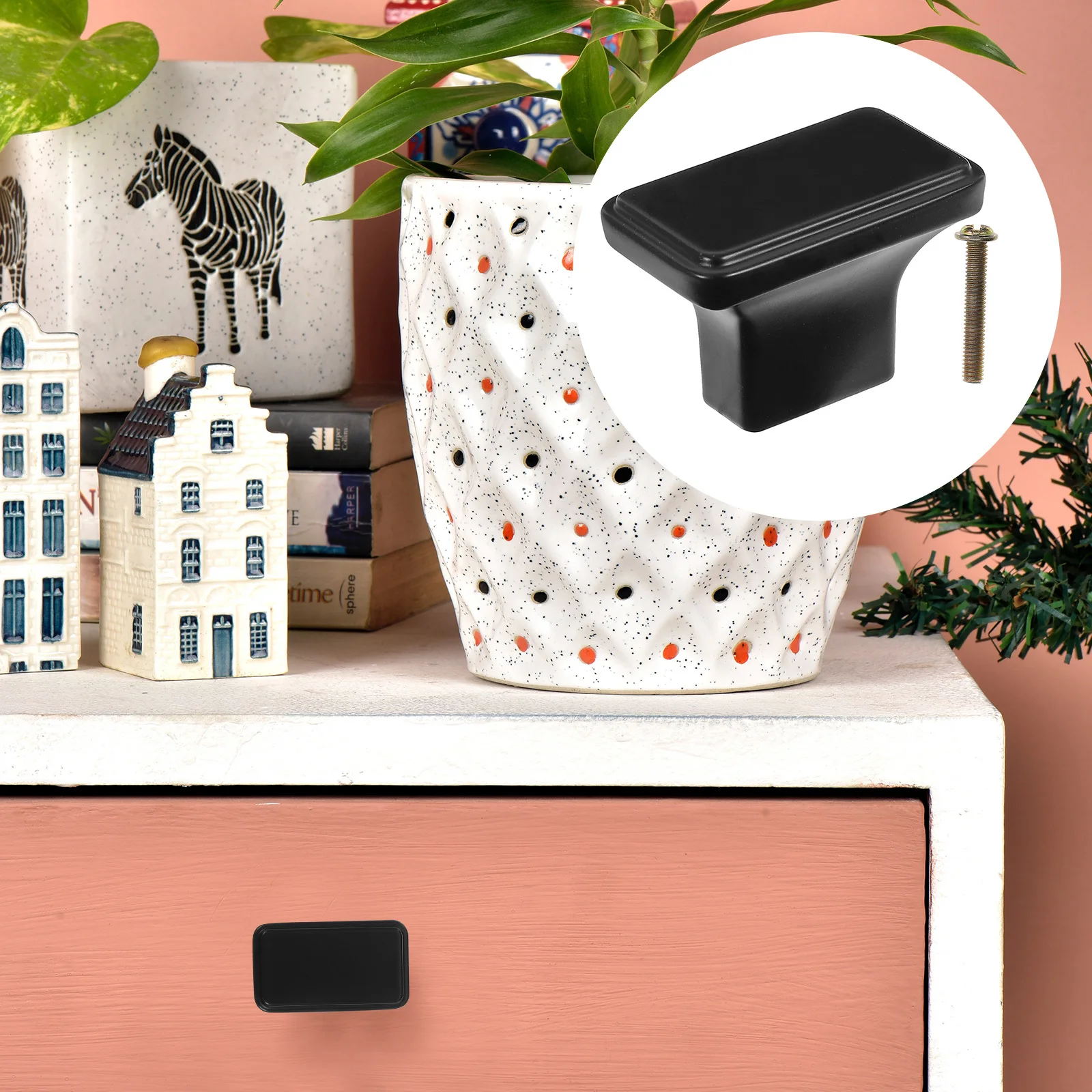 

6Pcs Black Cabinet Handles Zinc Alloy Furniture Pulls Durable Metal Drawer and Wardrobe Door Handles Door Handle