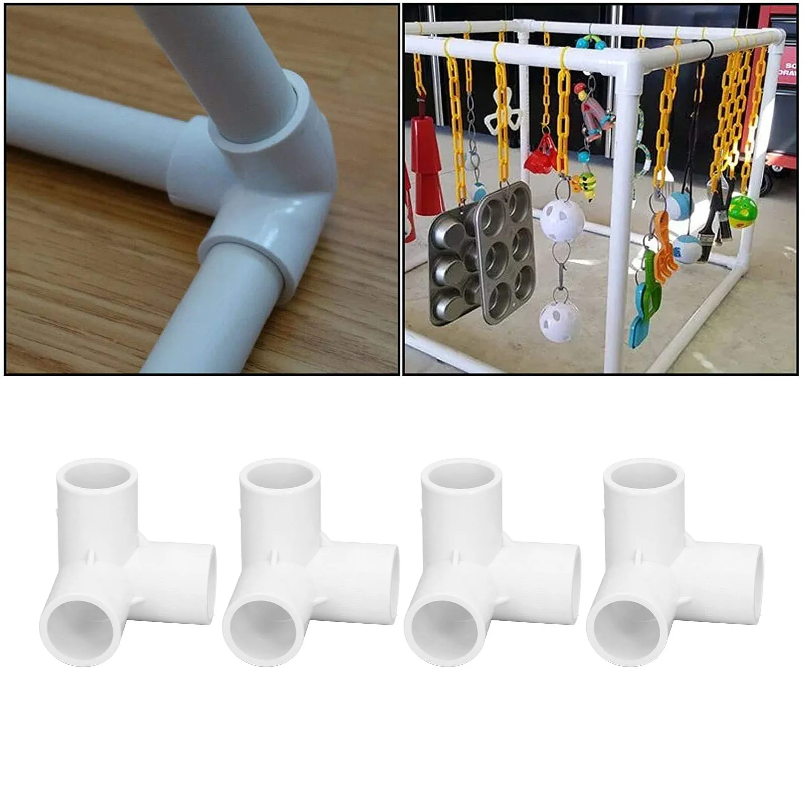 10PCS 3 Way Pipe Fittings PVC Plastic Right Angle Tee Corner Connector 20mm Inner Diameter White