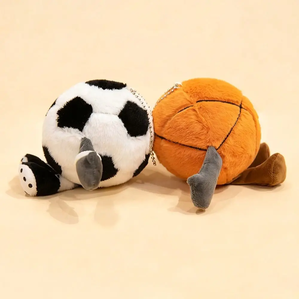 Rugby Tennis Football Stuffed Toy Cute Bag Charming Basketball Pendant Keychain Creative Smiling Face Expression Plush Toys