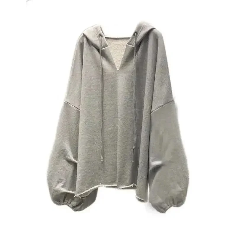 Plus Size Women\'s New Korean Long-sleeved Hooded Sweater Loose Casual Solid Color All-match Jacket Harajuku Fashion Clothing