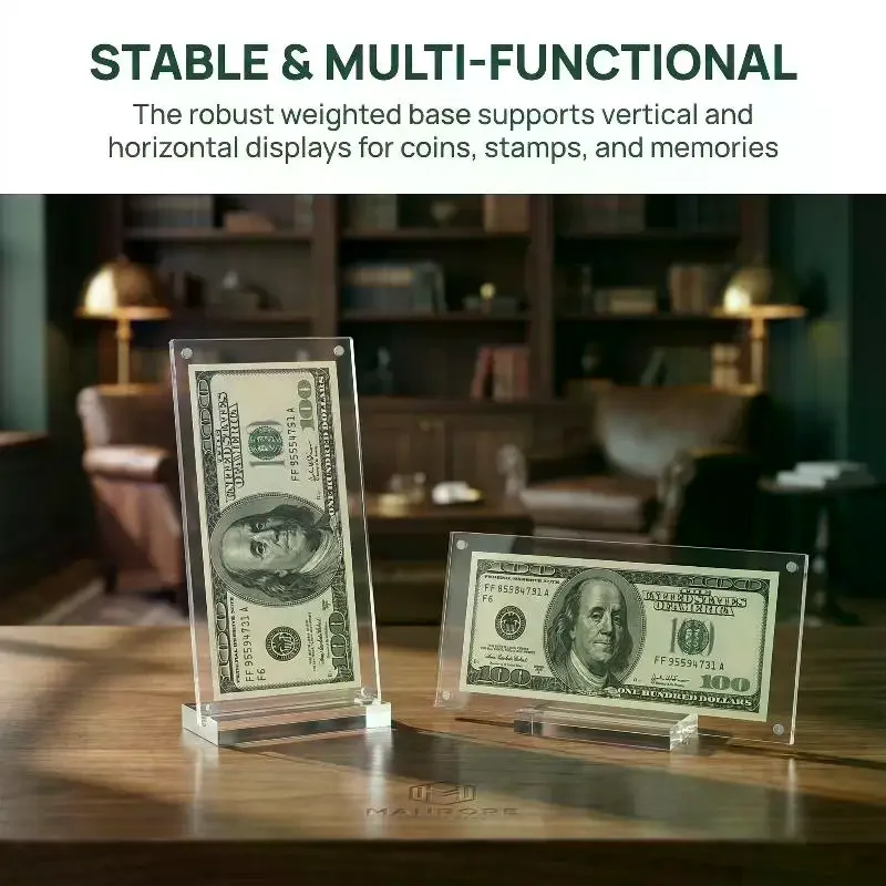 

Акриловый магнитный держатель для банкнот и фотографий с прочной подставкой для демонстрации валютных купюр и фотографий