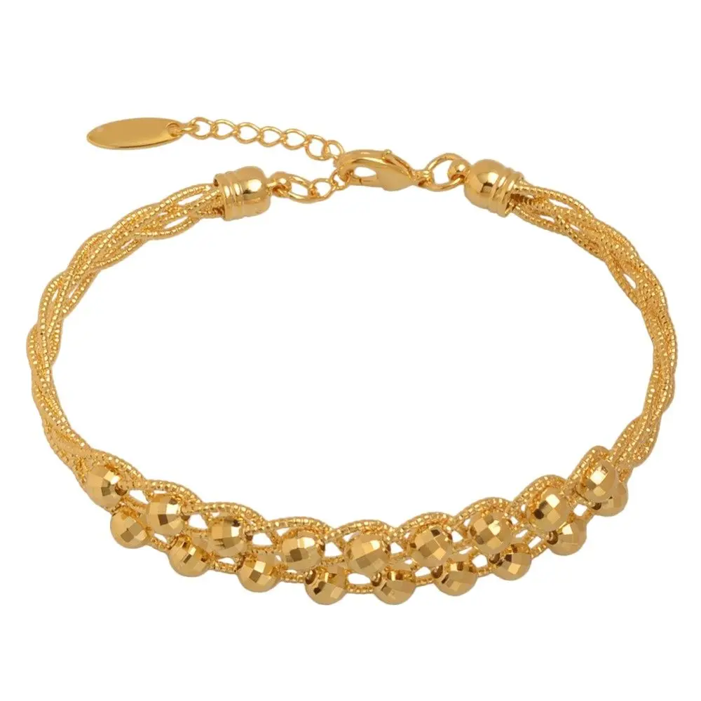 Anniyo Marshall Beads Bangles for Women Micronesia Bracelet Fashion Gold Color Jewelry With Ball #059804