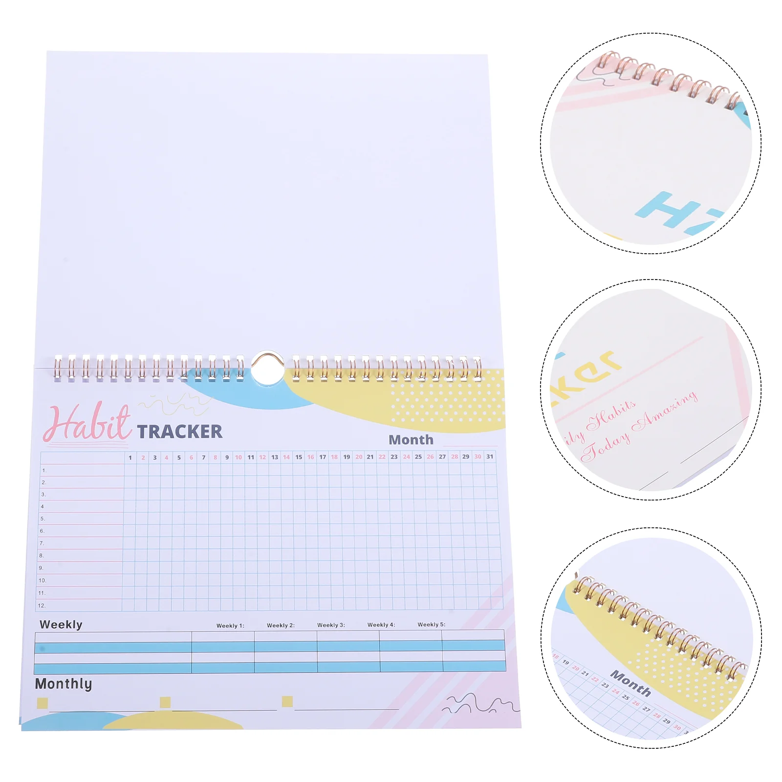 Calendar English Habit Tracker Daily Planner Undated Goal Journal Large Notepad Fitness