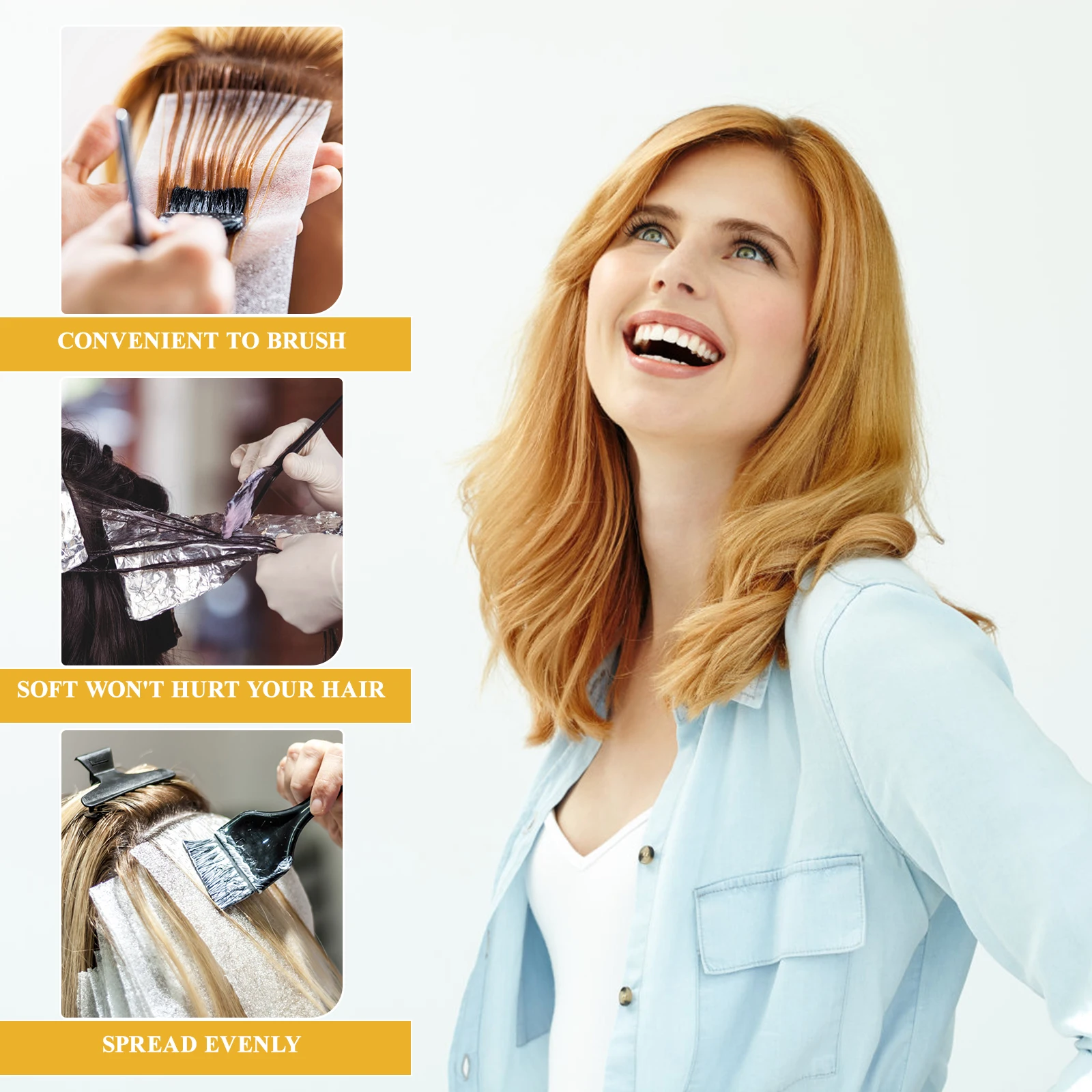 

12pcs Hair Dye Brushes Black Plastic Handle Soft Bristles Salon Home Use Hair Color Applicator Tools Tint Modeling