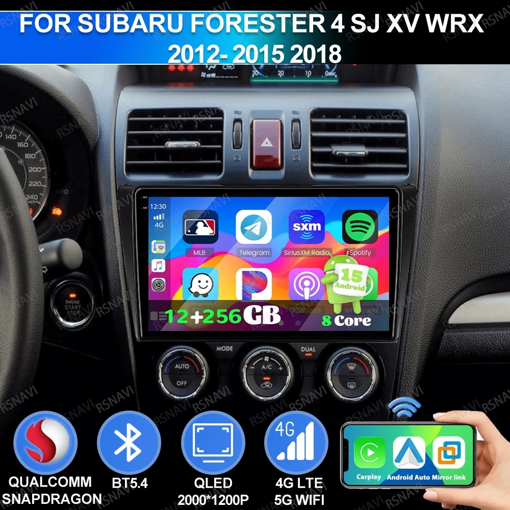 

Android 15 For Subaru Forester 4 SJ XV WRX 2012- 2015 2018 Viedo Player AUTO 4G LTE Multimedia Qualcomm Head Unit Autoradio BT