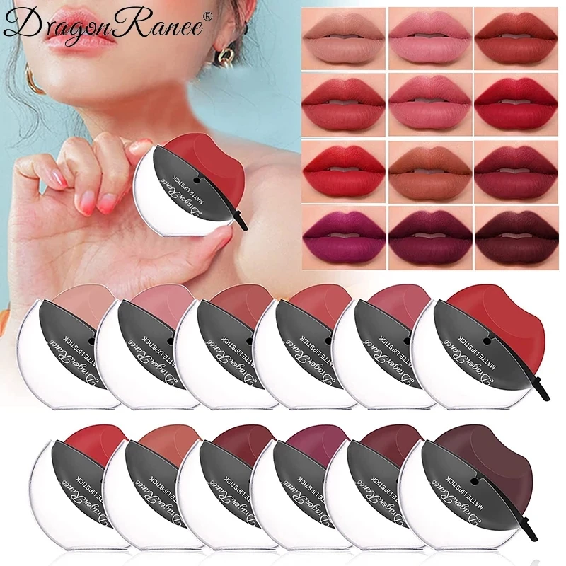 Lip-shaped Lipstick Makeup Temperature Color Changing Lazy Lipstick Velvet Matte Moisturizing Lip Gloss Waterproof Non-stick Cup