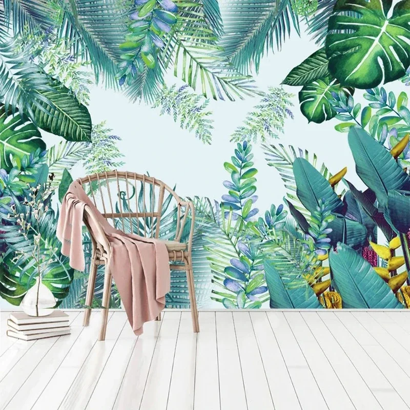 

Tropical Rainforest Style Plants Flowers Photo Mural Wallpaper Living Room Sofa Luxury Home Decor Waterproof Wall Cloth Fresco