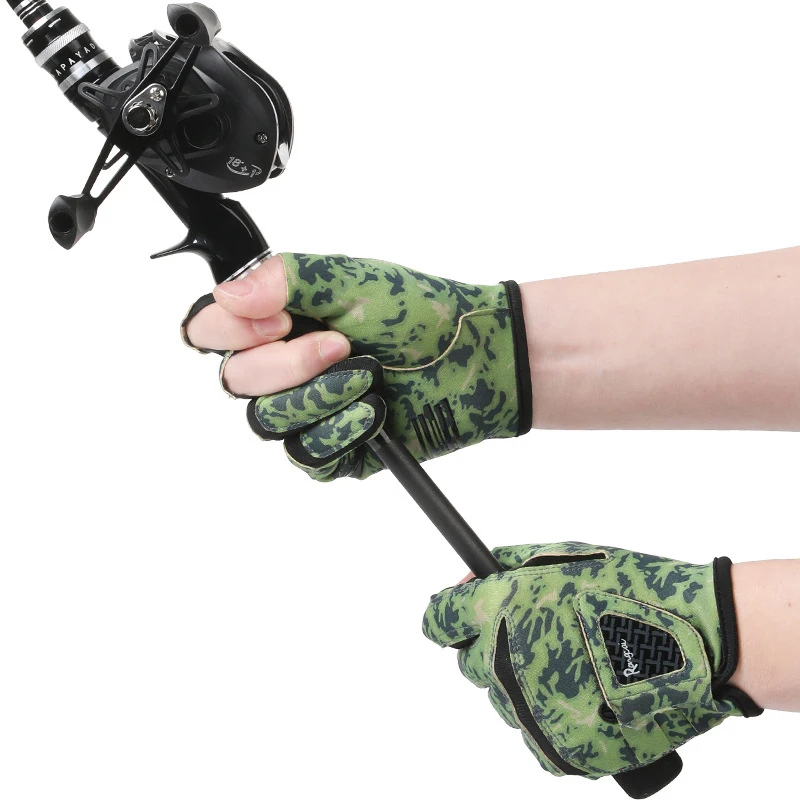 Summer Fishing Gloves Cycling Men Women Non Slip Gloves Breathable Roll Fishing Bait Camouflag Sun-Protective Lure Fishing Glove
