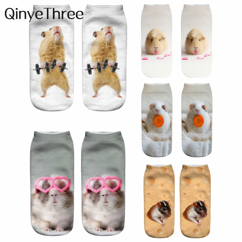 

New Fashion 3D Printed Mouse Totoro Socks Funny Kawaii Women Cute Animal Fitness Hamster Sokken Dropship