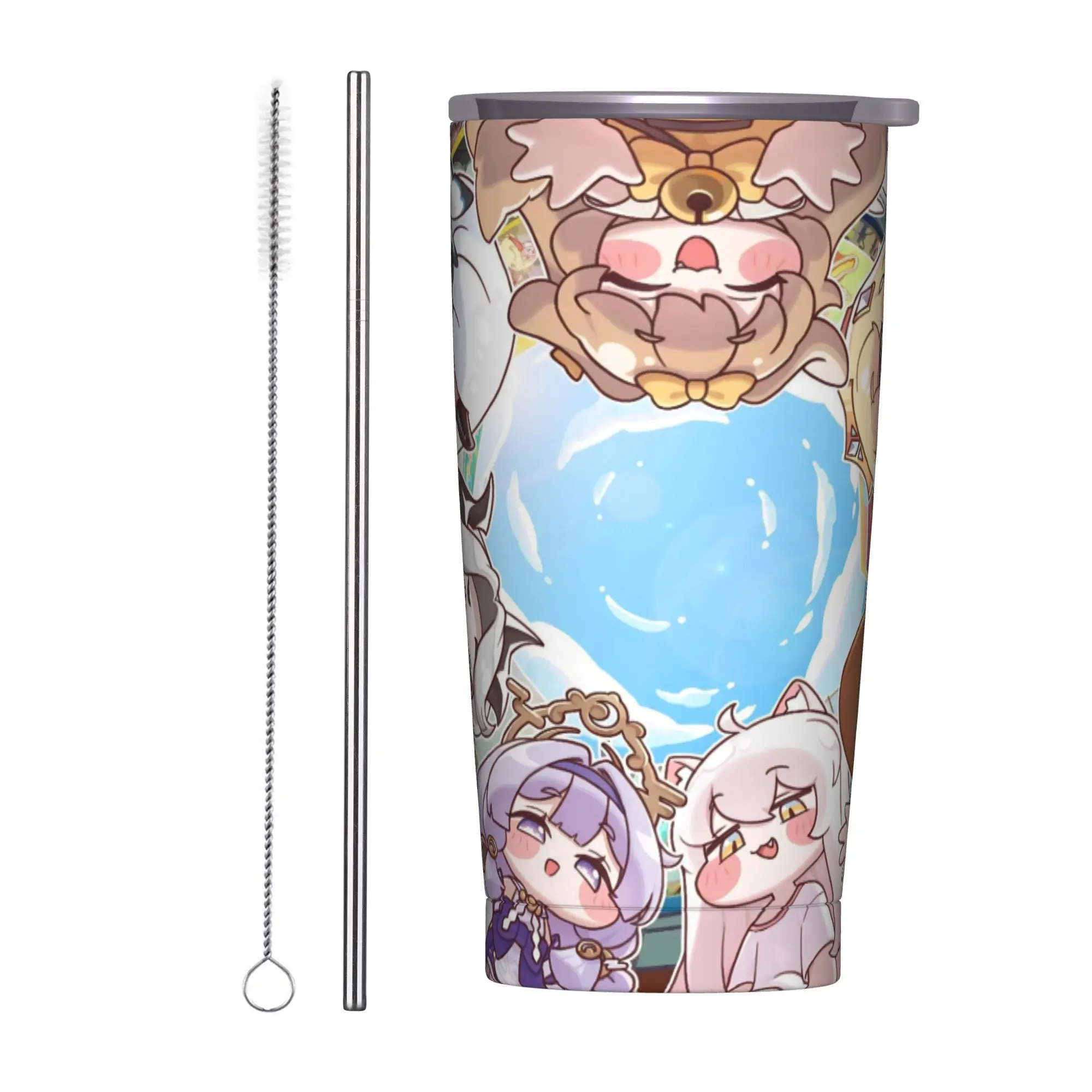 Trickcal C-Chibi Go Games Tumbler Vacuum Insulated  Coffee Cups Stainless Steel Travel Outdoor Mugs Water Bottle 20oz
