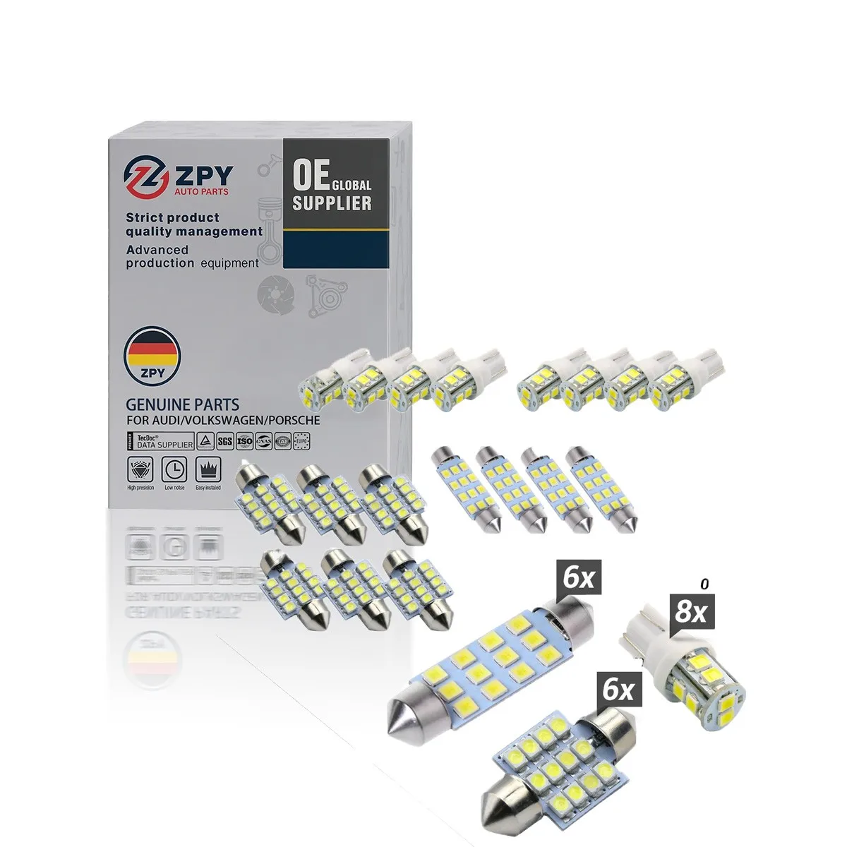 20X White LED Light Interior Package Kit for T10 & 31mm Map Dome + License Plate