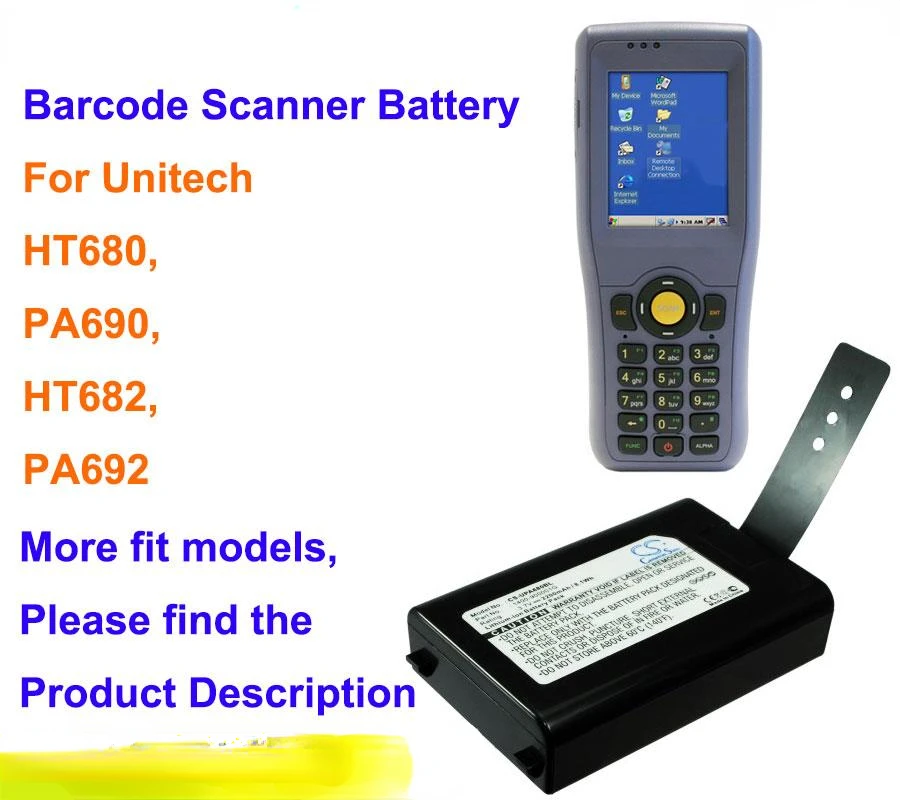 Cameron Sino 2200mAh Barcode Scanner Battery for Unitech HT680, HT682, PA690, PA692, HT680 Rugged Handheld Terminal