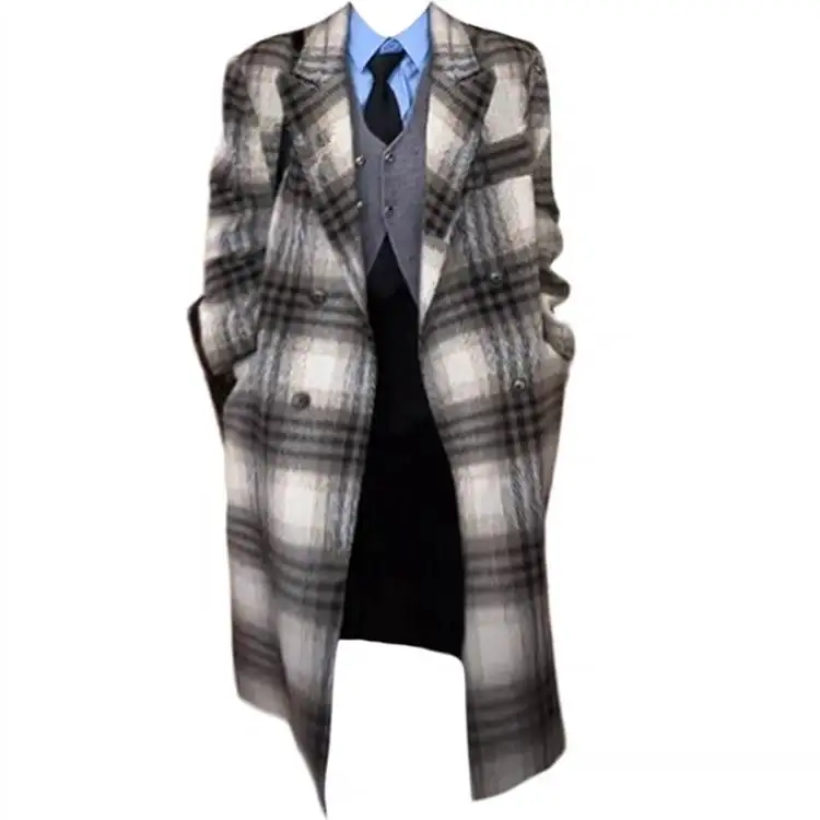 Extra Large Size Women's Plaid Woolen Coat Mid-Length Overcoat Special 200 Pou Jaet Ladies Faion Winter Outerwear