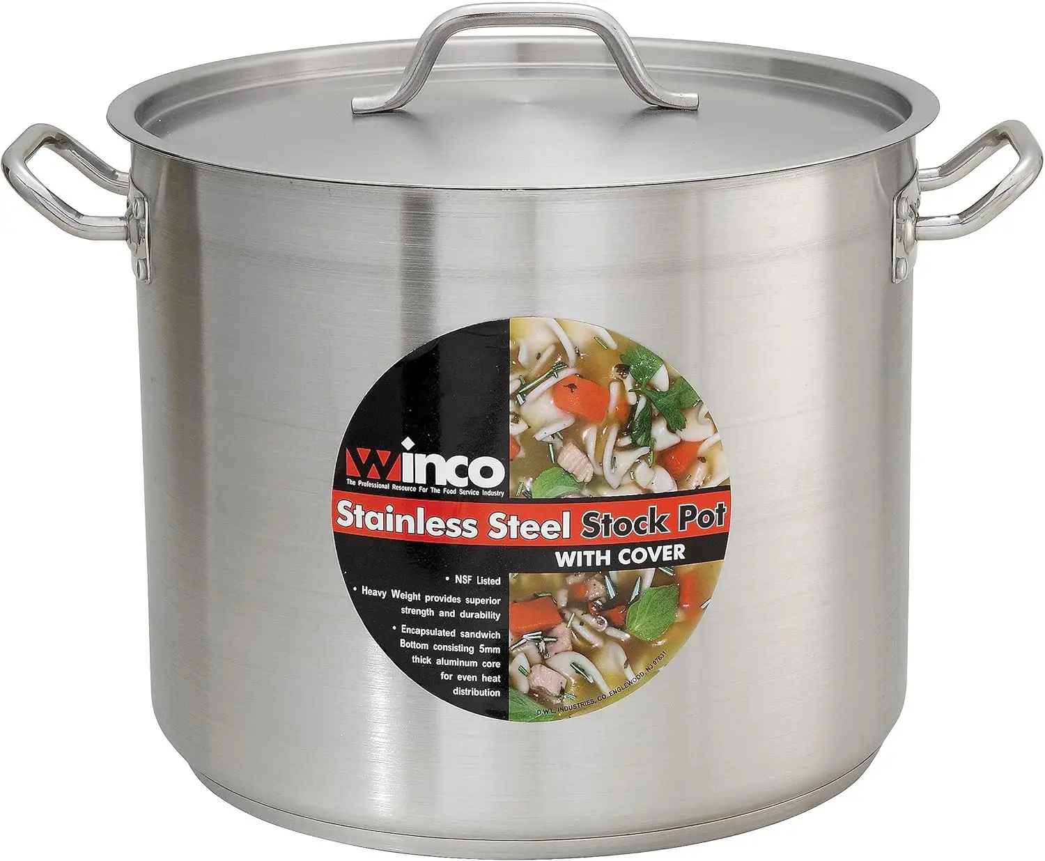 Stainless Steel 40 Quart Stock Pot with Cover，Heavy gauge stainless steel cover