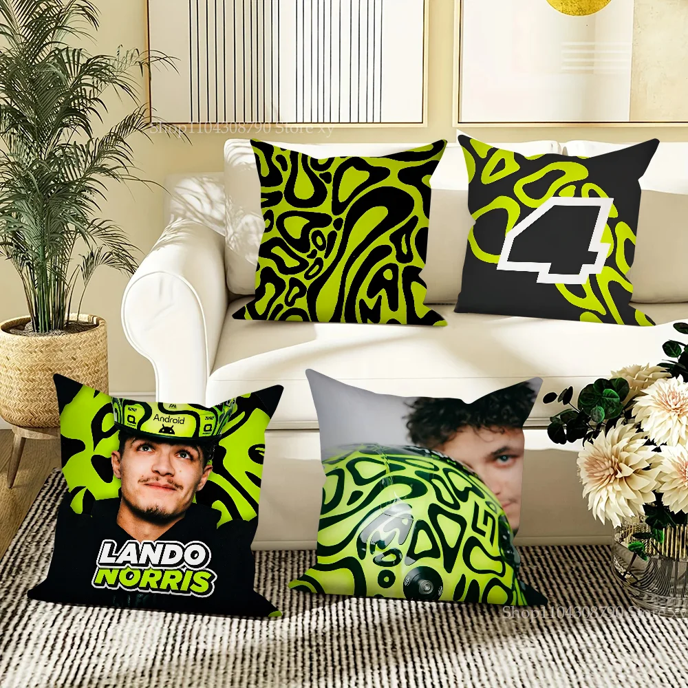 2024 L-Lando N-Norris Pillow Case Fashion Square F1 Pillowcase Bedroom Sofa Room Ins Decoration Leisure Cushion Cover