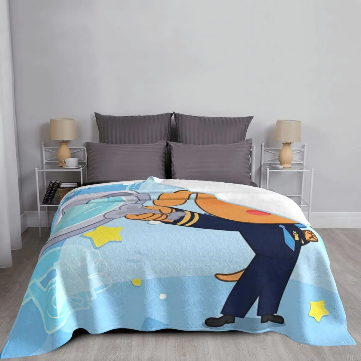 Sheriff Labrador Anime Cartoon Blanket Flannel Autumn/Winter Cute Dog Super Warm Throw Blanket for Sofa Couch Plush Thin Quilt