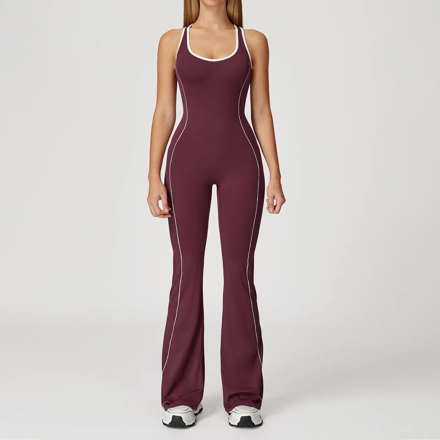 

Backless Fitness Jumpsuit for Woman Bodysuits Sleeveless Patchwork Scrunch One-Piece Suit With Pads Gym Yoga Sets Womens
