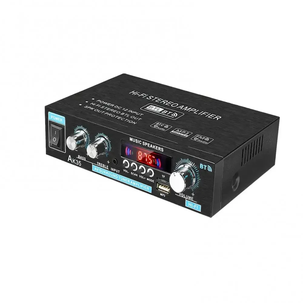 AK35 HiFi amplificateurs Bluetooth numériques MP3 canal 2.0 amplificateur sonore Support 110 V-240 V pour haut-parleur de voiture à domicile FM USB télécommande