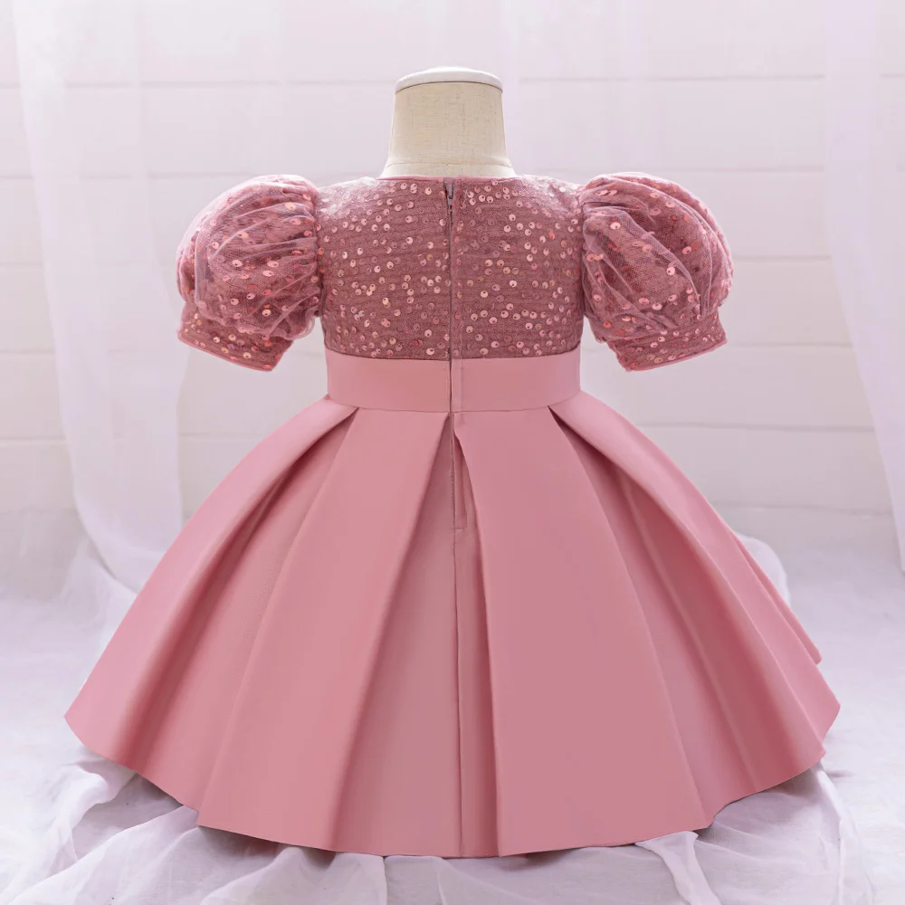 Toddler Christening 1st Birthday Dress For Baby Girl Clothes Sequin Wedding Princess Dress Girls Dresses Short Sleeve Party Gown