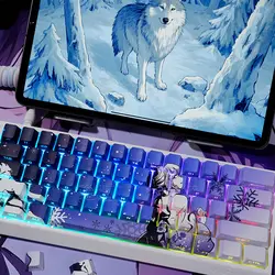 132 Keys Sakura Raven2.0 Cherry Profile Anime Keycap Double Shot Sidelit Shine Translucent PBT Keycap for MX Mechanical Keyboard