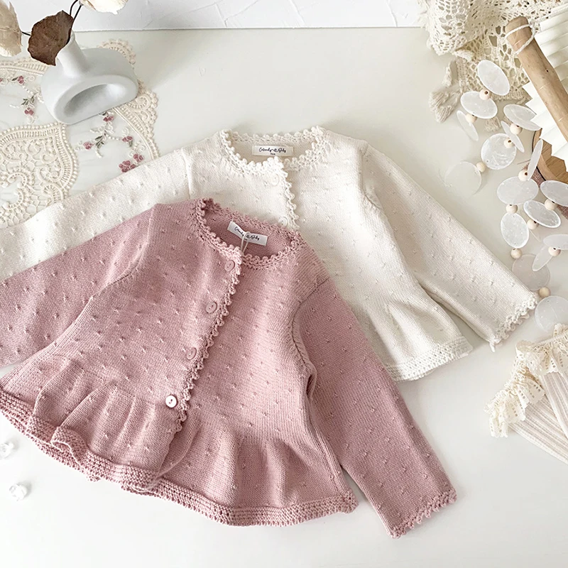 Autumn Kids Knitting Cardigan Long Sleeved Cotton Children Clothes Baby Girls Knitting Cardigan Coat Spring Toddlers Sweaters