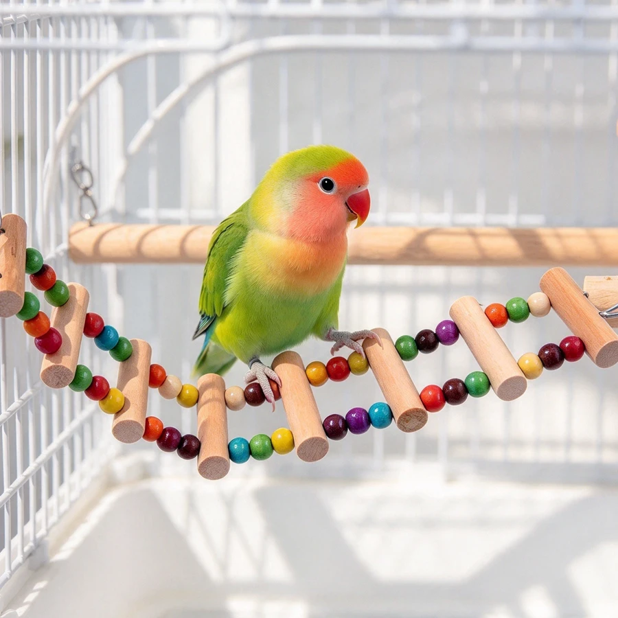 Parrot Wood Kletterleiter Kabelseil Vogelbiss-Gurt Seilzubehör für Wellensittiche, Kanarienvögel, Hamster Käfigspielzeug für den Heimgebrauch – Detail 1