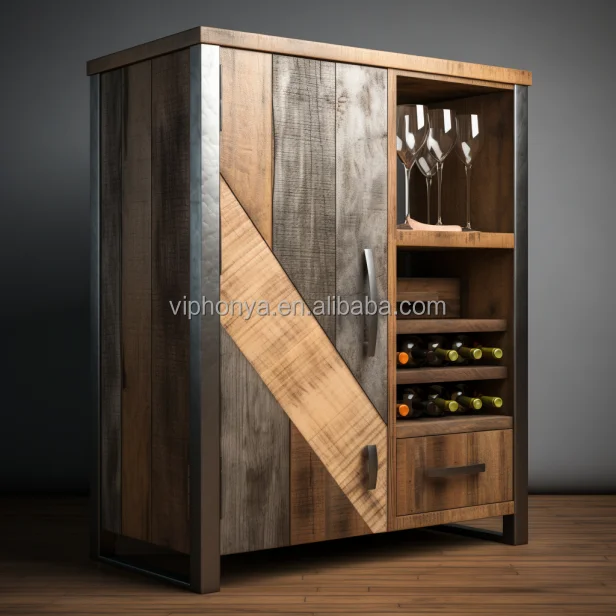 Thermostatic Wine Cellar Solid Wood Combining Metal Custom Wood Grain Finish Temperature Humidity Smart Wine Cabinet