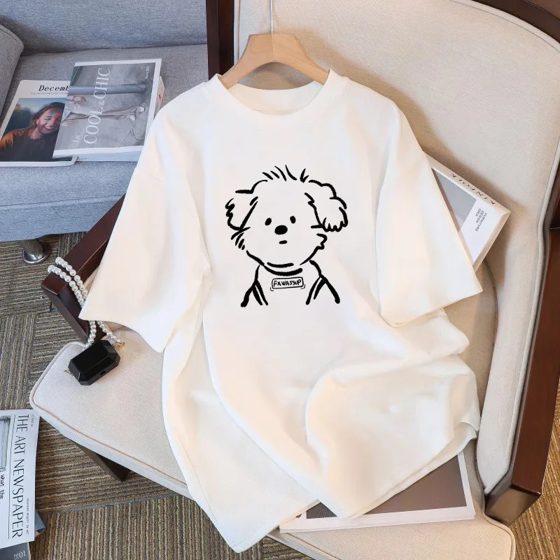 

Summer New Cotton Round Neck Bottoming Shirt Simple Casual T-shirt Women's Fashion Casual Fashion Brand Short Sleeve Ins Tide