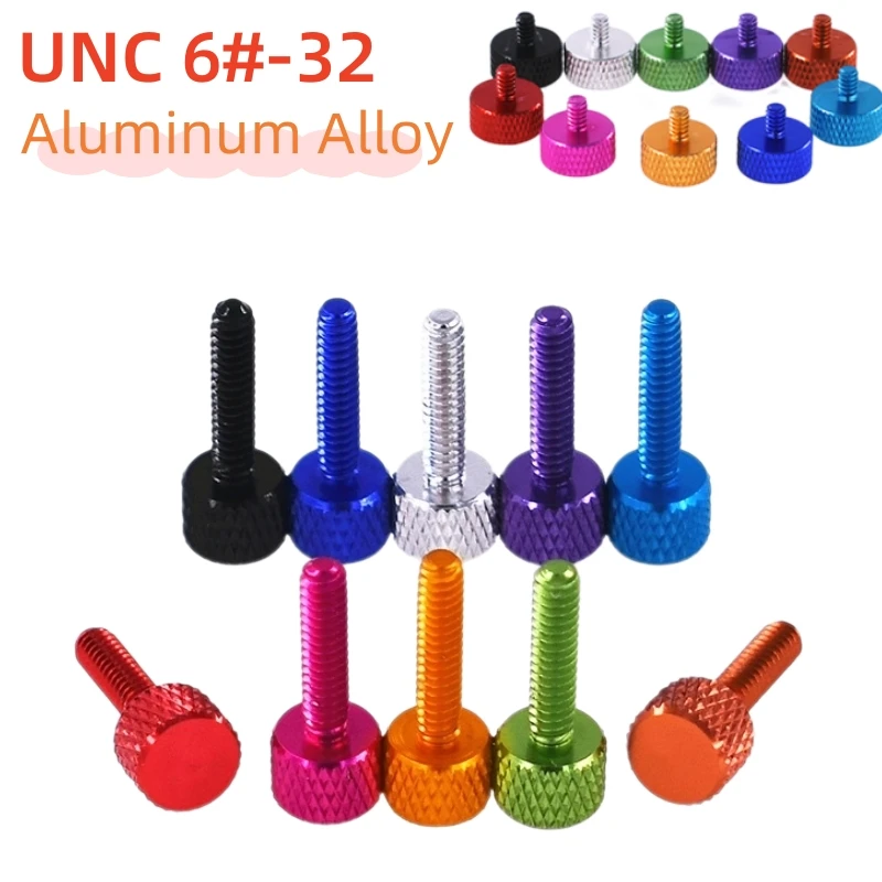 5pcs UNC 6#-32 Colourful Aluminum Alloy Thumb Screw Knurled Head Colourful Hand Tighten Screw Bolts For Hard Disk Radiator