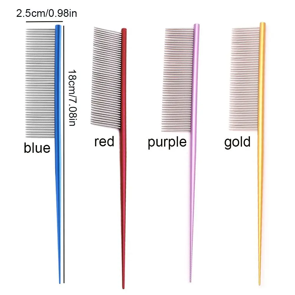 Non-rust Pet Flea Comb Practical Stainless Steel Colorful Dog Grooming Comb Dense Tooth Pet Hair Comb for Dogs Puppy Cats