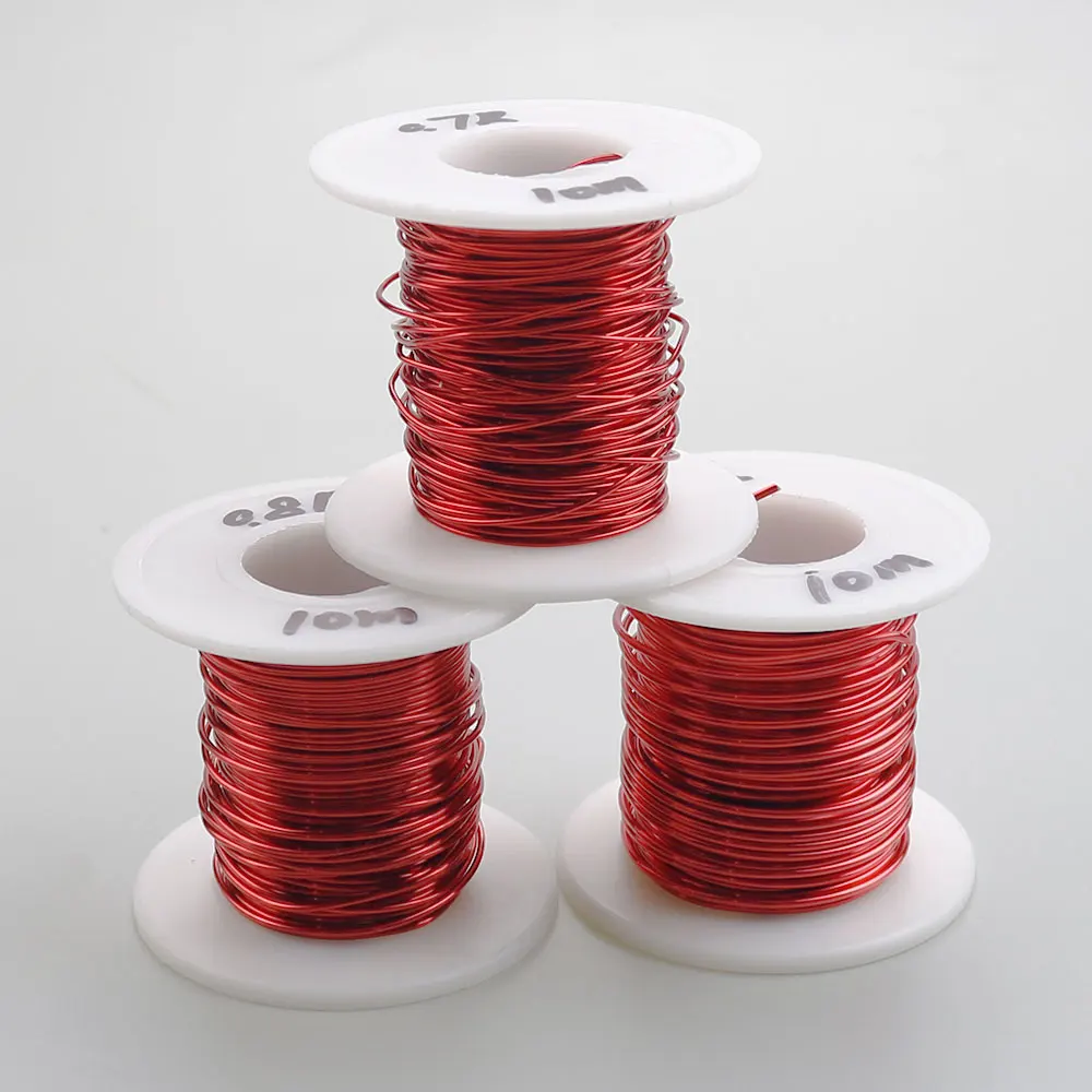 0,5 mm / 0,6 mm / 0,7 mm / 0,8 mm / 1,0 mm QA-155 Czerwony poliuretanowy drut emaliowany, emaliowany miedziany okrągły drut uzwojeniowy 10M — zdjęcie 3