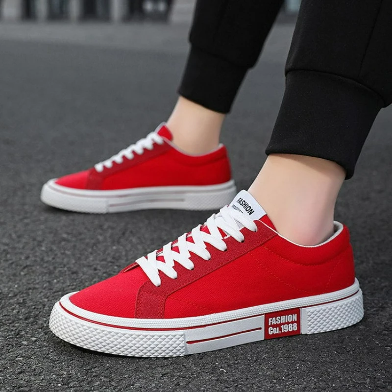 Chaussures en toile rouge pour hommes, baskets basses classiques, chaussures de skate hip hop, chaussures de tennis canisées, mode Harajuku