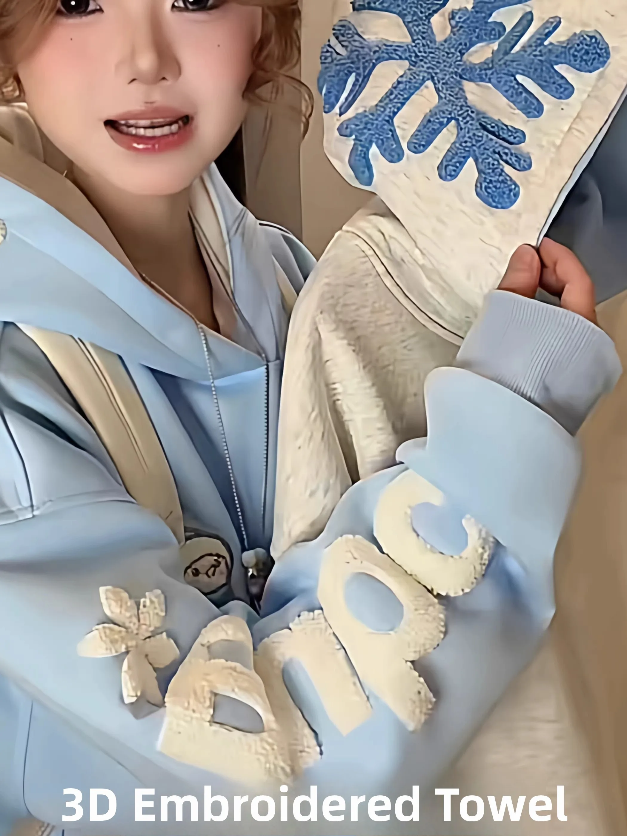 

Thickened Embroidered Hoodie Women's Long Sleeve Sweatshirt Loose Fit Couple's Jacket Chinese Trendy Brand Snowflake Letter E...