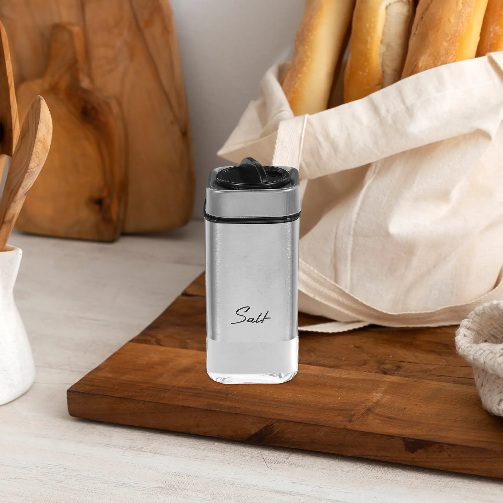 Juego de 2 Botellas de Vidrio para Condimentos, Diseño Giratorio, Dispensador de Sal y Pimienta, Tarro para Especias de Cocina, Conserva la Frescura