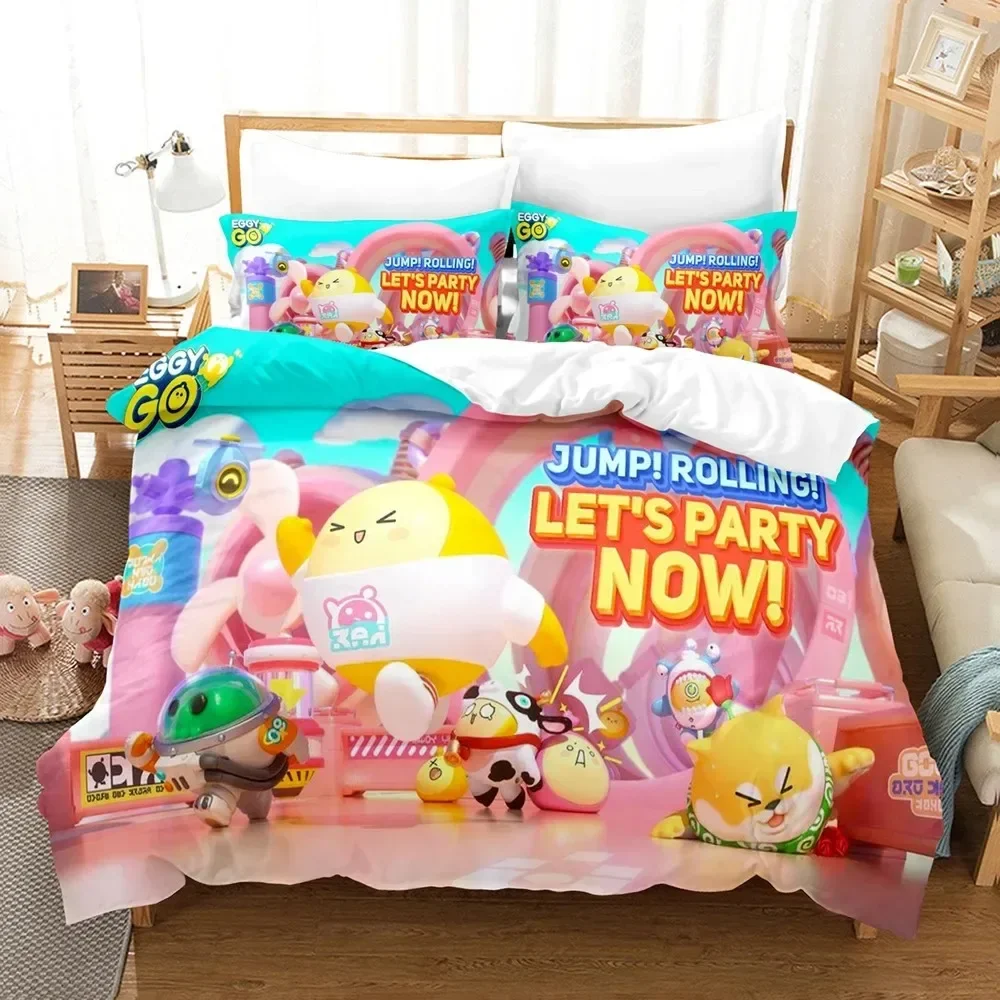 

3D Eggy Party Bedding Sets Comforter Quilt Bed Cover Duvet Cover Pillow Case Sets Kids Adult Size Bedroom Decoration